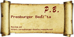 Presburger Beáta névjegykártya